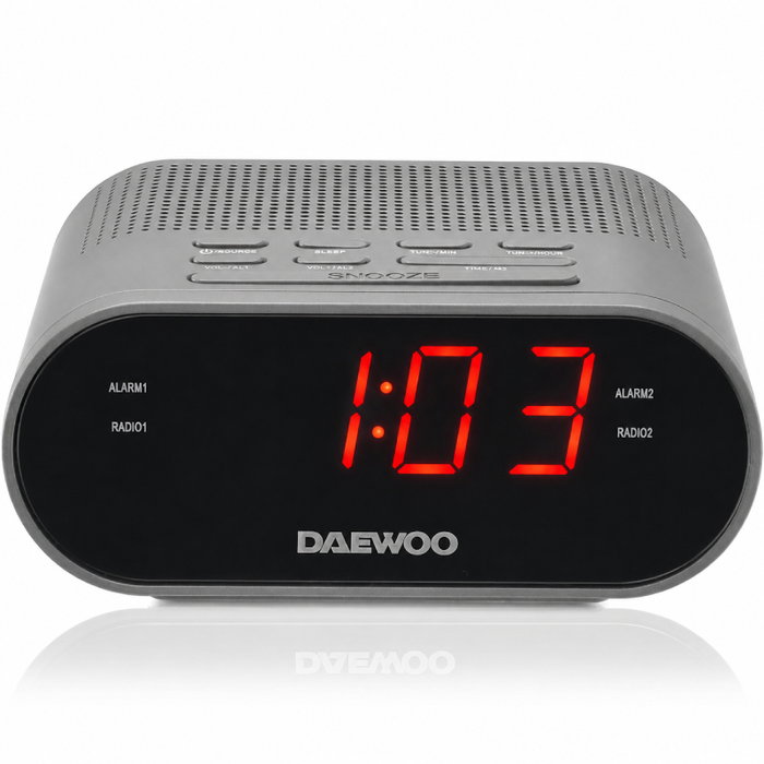 Daewoo Radio Reloj DW1219 AM/FM con salida Jack 3.5 mm